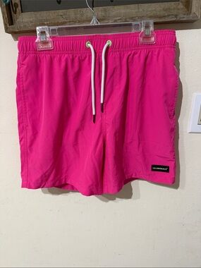 Islandhaze Men’s Neon Pink Green Hybrid Swim Shorts with Liner